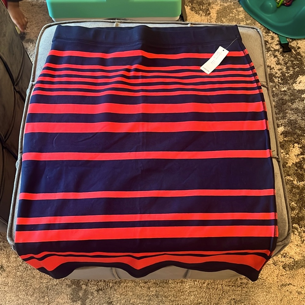 Old navy, large, blue and red stripes, pencil nautical skirt